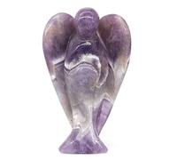 natural luster Crystal Stone Angel Figurines Natural Gemstone Carved Sculpture Guardian Angles Ornaments Gemstones for Statue Home Decor 3(Color:Amethyst,Size:Approx. 3)