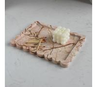 Natural Luxury Scalloped Marble Tray 10.8"x8", Rectangle Vanity Tray for Bathroom Kitchen Counter, Decorative Tray for Dresser Home Decor (Pink Marble)