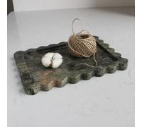 Natural Luxury Scalloped Marble Tray 27.5 * 20.5, Green Rectangle VanityTray for Bathroom Kitchen Counter, DecorativeTray for Dresser Home Decor