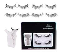 Natural Magnetic Eyelashes,2 Pairs Pack Natural Look Magnetic Lashes | Reusable Dense Fake Lashes, Natural Look Lashes Transparent Stem For Easy Application