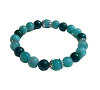 natural malachite & amazonite gemstone 8mm|round shape smooth cut stone |8 inch|blue & green color stone |energy stretch bracelet | healing wristband | handmade jewelry | LK_WOSB_00732LK_WOSB_00732