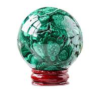 Natural Malachite Crystal Ball Polished Healing Gemstone Sphere Sculpture Figurine with Stand for Divination Home Decoration Mineral Collcetible,40~45mm(40~45mm)