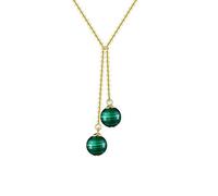 Natural Malachite Necklace Female Sterling Silver Temperament Clavicle Chain Light Luxury Accessories Inlaid Zirconium Round Pendant