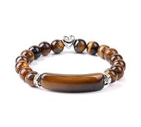 Natural Malachite Stone Beads Bracelet Rectangle Bar Charm Bracelets 8mm Tiger Eye Quartz Jewelry for Women Men,Tiger Eye,19CM