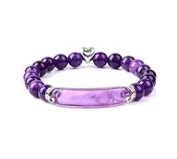 Natural Malachite Stone Beads Bracelet Rectangle Bar Charm Bracelets 8mm Tiger Eye Quartz Jewelry for Women Men,Amethyst,19CM