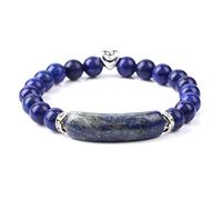 Natural Malachite Stone Beads Bracelet Rectangle Bar Charm Bracelets 8mm Tiger Eye Quartz Jewelry for Women Men,Lapis Lazuli,19CM