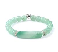 Natural Malachite Stone Beads Bracelet Rectangle Bar Charm Bracelets 8mm Tiger Eye Quartz Jewelry for Women Men,Green Aventurine,19CM