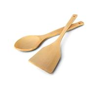 Natural Maple Wood Spoon and Spatula Set - 2-Piece Wooden Kitchen Utensils | 12.6 Inches | Smooth Finish | Gentle on Cookware