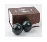 Natural Marble Baoding Balls from Traditional Chinese Health Care Balls,2 Pack 1.6-inch Massage Balls for Hand Massage,Meditation,Stress Relief (Dark Green)…