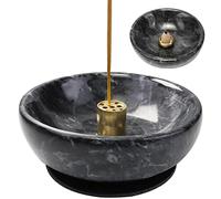 Natural Marble Palo Santo Holder, Handmade Stick Incense Burner Ideal for Smudging, Decoration. Easily Grab All Incense Ash (Black A)