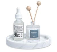 Natural Marble Round Vanity Tray for Bathroom - Small Ring Dish Jewelry Tray for Women-Marble Trinket Dish for Key Earring Nightstand - Jewelry Plate Room Decor (14CM/ 5.5")