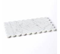 Natural Marble Scalloped Tray, 10" x 6" Serving Board, Scallop Stone Marble Tray to Home Bathroom Vanity Countertop Decor, Kitchen Cutting Board for Cheese Display(Carrara White)