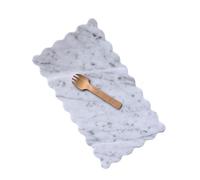 Natural Marble Scalloped Tray, 10" x 6" Serving Board, Scallop Stone Marble Tray to Home Bathroom Vanity Countertop Decor, Kitchen Cutting Board for Cheese Display(Carrara White)