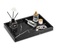 Natural Marble Tray Bathroom Vanity Tray Rectangular Decorative Countertop Dresser Trays for Key Coffee Perfume Jewelry Makeup (Black Marquina, 30 x 20 x 3 cm)