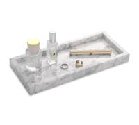 Natural Marble Tray, Carrara White, 30 x 13 x 3 cm | Bathroom Vanity Tray, Rectangular, Decorative Countertop Dresser Trays for Key Coffee Perfume Jewelry Makeup