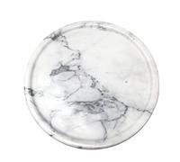 Natural Marble Tray, Round Marble Decorative Tray for Counter, Jewelry, Dresser, Bathroom, Kitchen White Round Tray,Diameter 8 Inches(White)