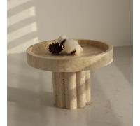 Natural Marble Tray with Leg, Round 18CM Vanity DecorativeTray for Countertop Organizer, CatchallTray for Perfume, Candles, Jewelry Dish (Round)