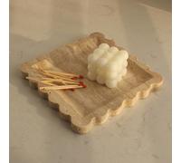 Natural Marble Tray with Scalloped Edge, Luxury Handmade Square DecorativeTray, Catch AllTray for Counter, Dresser, Nightstand and Home Décor (Beige Travertine)
