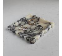 Natural Marble Tray with Scalloped Edge, Luxury Handmade Square DecorativeTray, Catch AllTray for Counter, Dresser, Nightstand and Home Décor (Calacatta Viola)