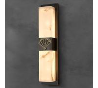 Natural Marble Wall Sconce Brass Alabaster Wall Light Fixture Bathroom Vanity Wall Lamp Long Square Stone Wall Light for Living Room Hallway Bedroom Kitchen Restaurant