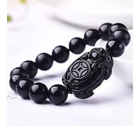 Natural Matte Black Obsidian Dragon Turtle Wealth Authentic Jewelry Chakra Crystal Amulet Lucky Wealth Ward Spirits Gifts for Women Men