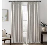 Natural Melange Taupe Blackout Curtains 102 Inch Long Flax Linen Viral Curtain with Pinch Pleat Clips&Hooks, Floor to Ceiling for Living Room Cooling Drapes for Summer Heat (40"W x 102"L x 2Panels)