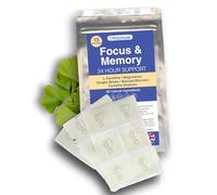 Natural Memory Support Patches - Drug Free Focus and Concentration Enhancer with Gingko Biloba & Magnesium, 24-Hour Brain Booster Support, Vegan, Waterproof, Hypoallergenic, 15 Patches