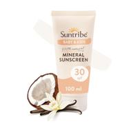 Suntribe Natural Baby & Kids Mineral Sunscreen SPF 30-100 ml, Organic, Perfume Free - 100% Natural & Reef Safe, Non-Nano Zinc Oxide, Water Resistant - “Best Mineral Sunscreen 2022” (The Independent)