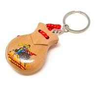 natural . mini castanets keychain. small musical instrument keychain. flamingo dance. small. spanish from Spain