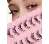 Natural Mink Lashes Wispy Lashes Fluffy Eyelashes Short Fake Lashes Volume False Lashes C Curl Eye Lashes Pack 17mm 82-SUGAR