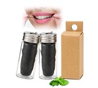 Natural Mint Bamboo Charcoal Dental Floss, 2Pack Plastic Free Toothfloss for Vegans Biodegradable Silk Floss with Candelila Wax(30m)