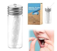 Natural Mint Flavor Silk Dental Floss White Silk Vegan Biodegradable Floss in Refillable Glass Bottle Organic Plastic Free 100% Plastic Cruelty-Free Oral Care