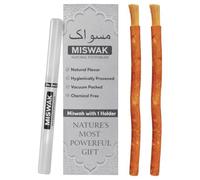 Natural Miswak Stick - 2 Organic Siwak Sticks with Holder | Chewable Toothbrush for Teeth Whitening &Fresh Breath | Eco-Friendly, Biodegradable & Anti-Bacterial