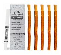 Natural Miswak Stick | 5 Siwak Sticks + One Holder-Natural Toothbrush | Organic Teeth Cleaning & Whitening | Vacuum Sealed for Freshness | Eco-Friendly & Biodegradable