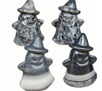 Natural Mixed Crystal Ghost with Hat Sculpture 1.96 Inches (0.16 ft) - Hand-Carved Gemstone Halloween & Thanksgiving Decoration, Crystal Ball Halloween Decor, Creative Spiritual Home Ornament