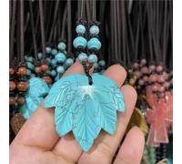 Natural Mixed Stone Maple Leaf Pendant Quartz Crystal Necklace Point -Turquoise