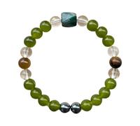 Natural moldavite 8mm rondelle smooth 7inch Semi- Gemstones Beaded Bracelets for Men Women Crystal Stretch Bracelet Unisex Gwm5610u-1 (Green, 0.8x20cm)