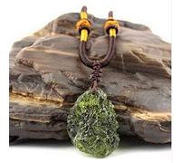 Natural Moldavite Green aerolites Crystal Stone Pendant Energy apotropaic Rope Necklace Health from Czech Reiki