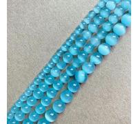 Natural Moon Stone Lake Blue Cat Eye 15" Round Loose Beads 4 6 8 10 12mm Pick Size for Jewelry Making DIY-Lake Blue Cat Eye-6mm 59 to 63pcs