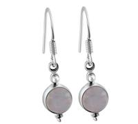 Natural Moonstone Gemstone Dangle Earring 29x8mm | Made in 925 Sterling Silver, Silver Plated |Round Shape Stone, Smooth Minimlist Style Dangle For Women & Girls |LK_RDG_00023