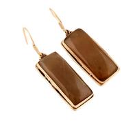 Natural Moonstone Gemstone Dangle Earring 3.5x1.5mm | Made in 925 Sterling Silver, Silver Plated |Rectangle Shape Stone, Smooth Minimlist Style Dangle For Unisex|LK_RDG_00199