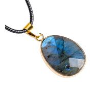 Natural Moonstone Necklace - Blue Labradorite Pendant, Energy Balancing Crystal Choker with Healing Stones for Meditation and Peace | for Unisex Adults Women Men Spiritual Jewellery Necklaces