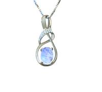 Natural Moonstone Pendant - Modern Swirl-Inspired 45cm necklace for Women - Sterling Silver - Elegant High-End Gemstone Glitter Jewellery- Masterpiece Jewellery Australia (White)
