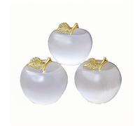 Natural Moroccan Selenite Apple Crystal, 2.4 Inches, Approx. 6 CM - Raw Selenite Crystal Handcrafted Cat’s Eye Stone, Christmas Eve Decoration, Holiday Home Decor(White)