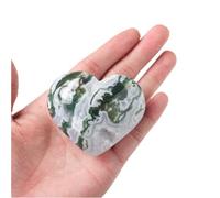 Natural Moss Agate Crystal Heart Shape Gemstones Crystal Carving Crafts Palm Stone Tumbled Polished Chakra Stone Worry Stone DIY Jewelry Making