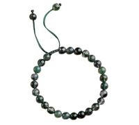 Natural Moss Agate Hand-Woven Bracelet Green Gemstone Beaded Stretch Bracelets Retro Gift