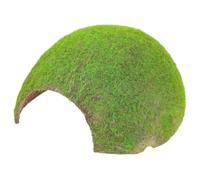 Natural Moss Reptile Hideout Cave for Terrariums, Coconut Shell | Dark Shelter, Simple Style Decor, Green Finish, for Hamster and Small PET Habitats, Special Shape