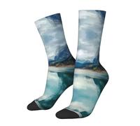 Natural Mountain Landscape Print 3d Novelty Socks Unisex Socks Deluxe Personality Short Socks 40-42cm