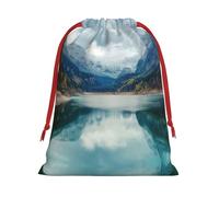 Natural Mountain Landscape Print Plush Gift Bags Reusable Drawstring Gift Wrap Bags,For Holiday Candy Party Supplies