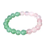 Natural Multi Gemstone 8 mm | Round Shape, Smooth Cut Stone | 7 Inch | Pink & Green Color Gem | With Silver Metal |dhan yog stretch bracelet | success wristband | handmade jewelry |LK_BRC_02707